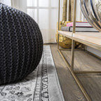 JONATHAN Y Palmette Modern Floral Gray/Cream Runner Rug, 2x8, Vintage, Bohemian, Easy-Cleaning for Living Room, Bedroom, Kitchen, Pet Friendly, Non-Shedding (MDP503C-28)