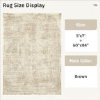 5x7 Area Rugs Brown Low Pile Indoor Washable Trendy Faded Style Floral Rugs - Image 5