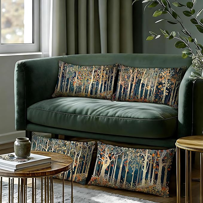 Rustic William Morris Inspired Forest Decor Pillow Covers 12x20 Set of 4 - Image 6