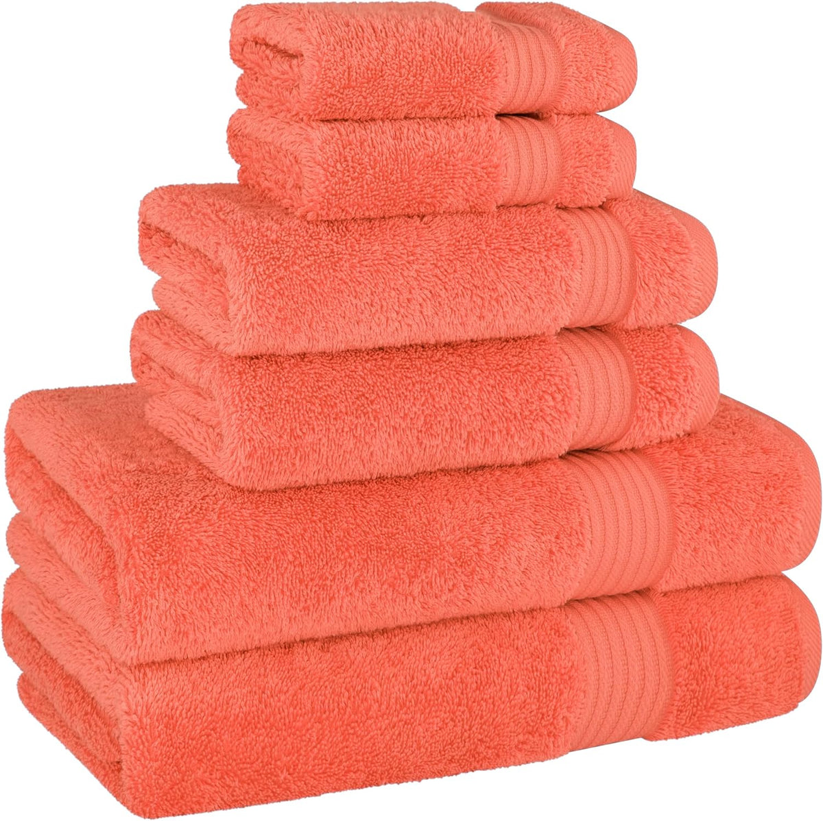 Cotton Paradise Turkish 6 Piece Towel Set for Bathroom Soft Absorbent Dry