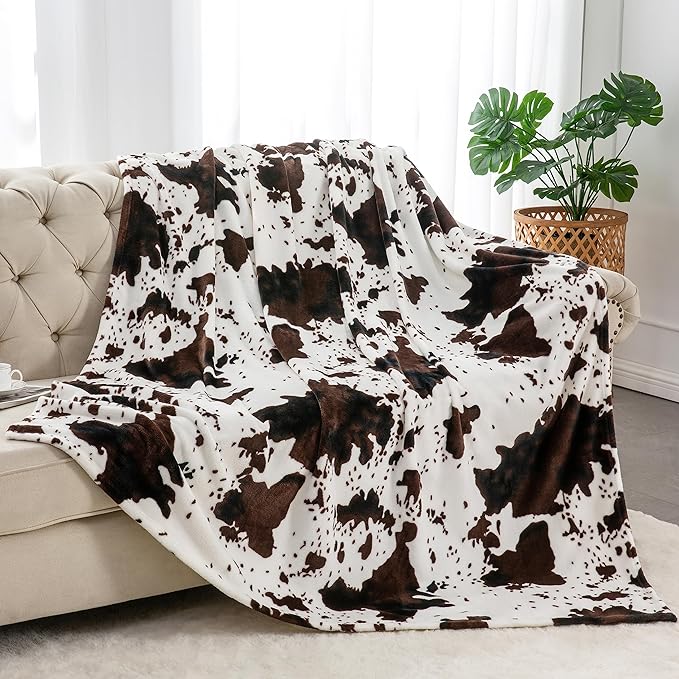 BEDELITE Cow Print Throw Blanket Twin Size by BEDELITE