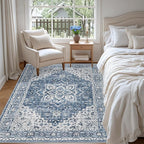 3x5 Area Rugs Living Room Rug: Washable Vintage Boho Medallion Rug No Slip - Image 3