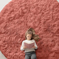 OLANLY Rust Red Round Rugs for Bedroom by OLANLY