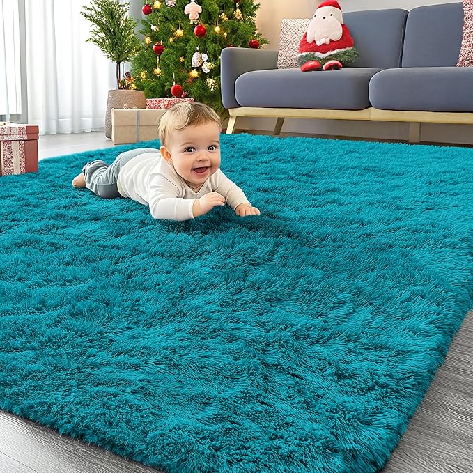 OLANLY Area Rugs for Living Room Bedroom, Machine Washable 4x5.9 ft Soft Fluffy by OLANLY