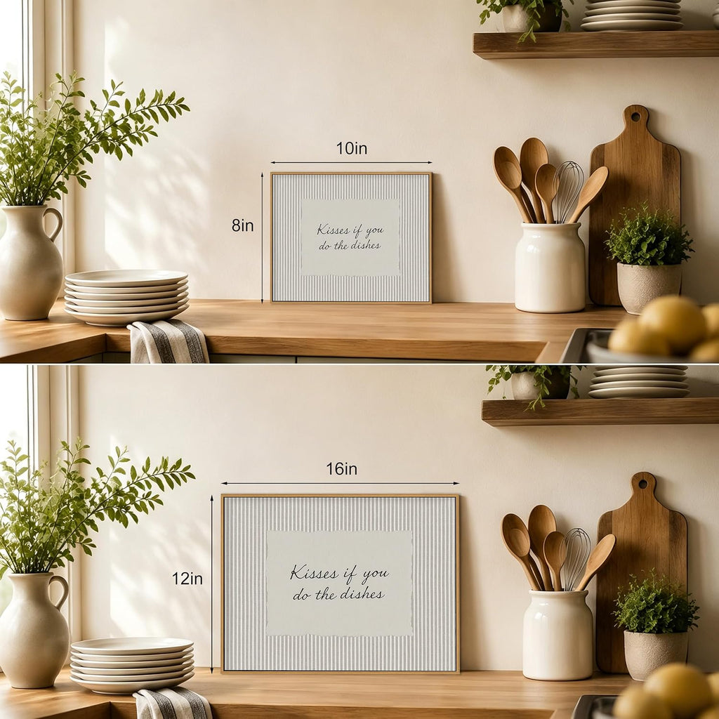 Kitchen Decor, Framed Wall Art, Kisses If You Do the Dishes Artwork 8x10in
