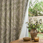 jinchan Sage Green Damask Curtains 96 Inch Room Darkening Grommet 2 Panels