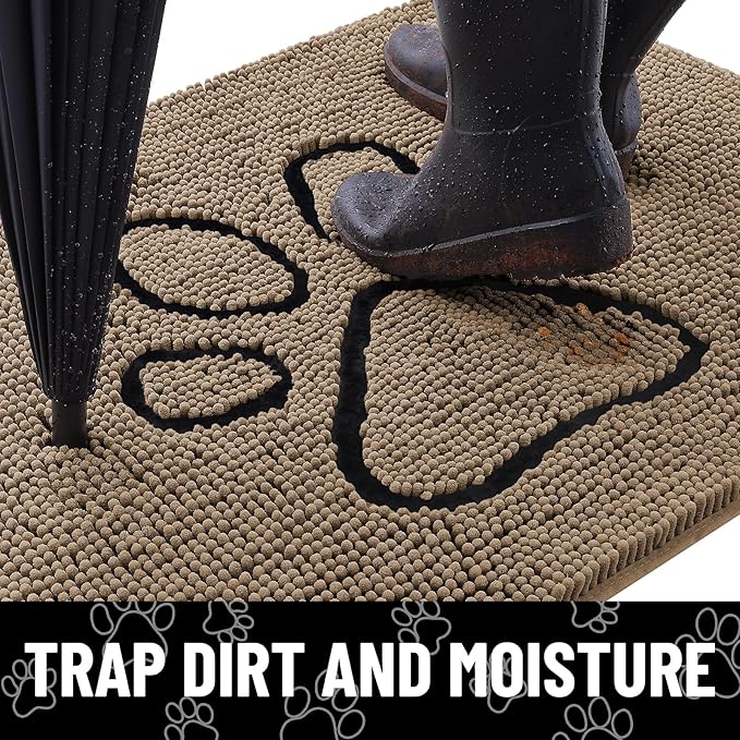 Smiry Dog Door Mat for Muddy Paws, Absorbent Dirt Trapper Non Slip Quick Dry - Image 2