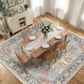 Area Rugs Square 10ft Washable Non-Slip, Floral Vintage Distress Print Pattern by RELEANY
