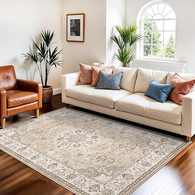 Living Room 4x6 Area Rugs: Vintage Farmhouse Washable Non-Slip Rug by HYHAOYUNLAI