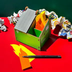 Genuine Fred The Original DESK DUMPSTER Pencil Holder with Flame Note Cards