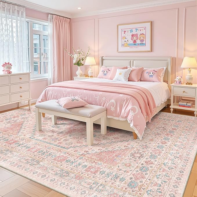 zesthome 9x12 Area Rugs for Girls Bedroom, Low Pile Machine Washable Rugs - Image 9
