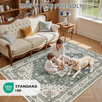5x7 Area Rugs Living Room Rug: Washable Vintage Boho Medallion Rug No Slip - Image 9