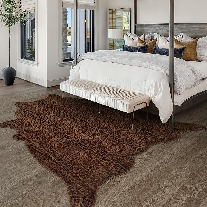 Faux Antelope Cheetah Print Rug, Leopard Rug 6.2x8.2 Faux Animal Print Skin - Image 6