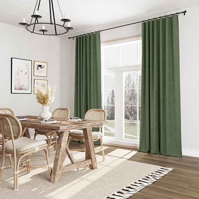 Guken Olive Green 100% Blackout Curtains 108 Inch Length 2 Panels Set - Image 8