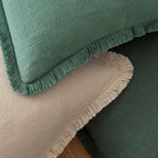 MIULEE Decorative Throw Pillow Covers Neutral Linen Fringe Throw Pillows Euro - Image 4