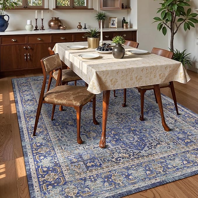 Washable Area Rug 6' x 9' Vintage Traditional Persian Mat - Image 3