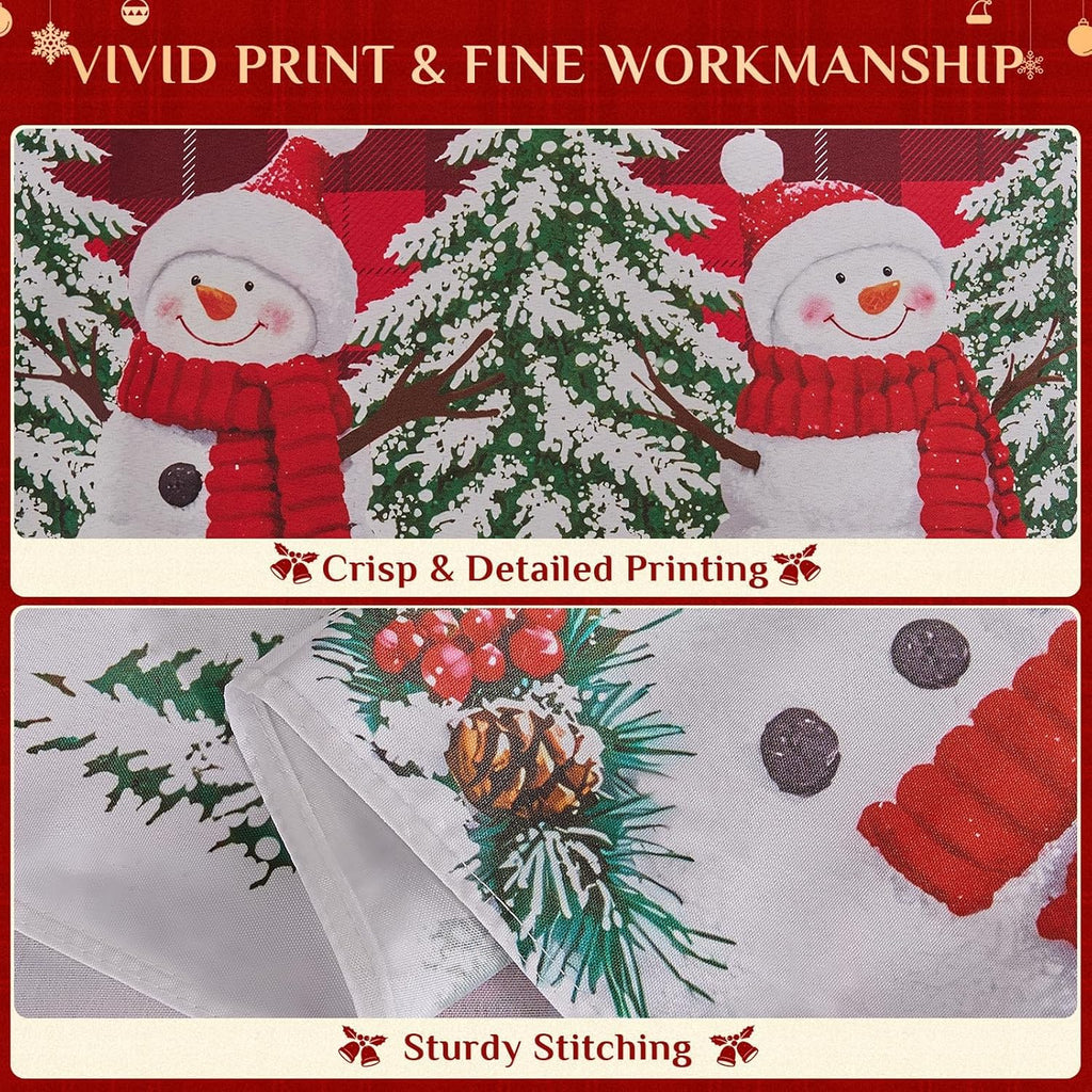 Softalker Christmas Rectangle Tablecloth 60 x 84 Inch, Snowman Red Plaid