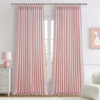 Pretty Light Pink Semi Sheer Curtains 96 Inches Long for Living Room 2 Panels Set, Memory Shaped Pinch Pleated 8 FT Faux Linen Light-Filtering Nursery Curtain Back Tab Elegent Window Drapes W40 x L96