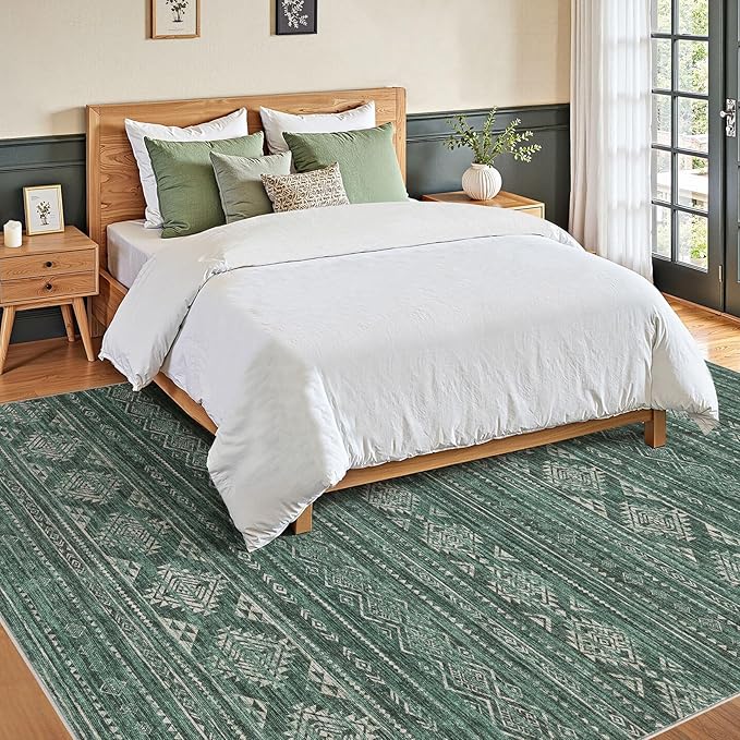 Nakagishi Green Rug Area Rugs 5x7: Washable Boho Large Neutral Modern Soft - Image 5