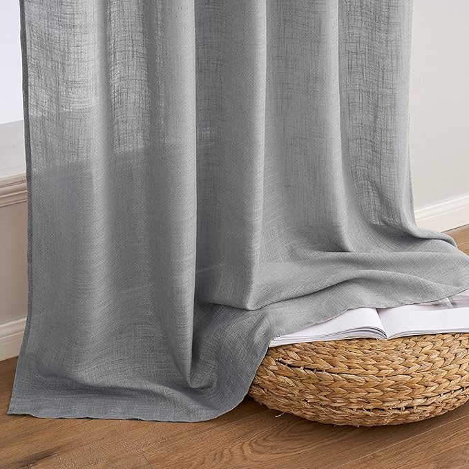 MIULEE Grey Linen Curtains 72 Inch Length - Image 7