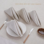 100% Linen Tablecloth for Rectangle Table with 4PCS Linen Napkins