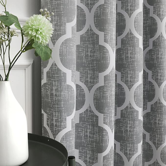 Beauoop Lattice Blackout Window Valance Curtain Panels Thermal Insulated Noise - Image 5