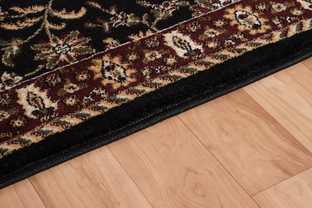 GAD Hearth Slice Fireplace Rug, Classic, Traditional, Log Cabin Decor, Accent Rug, Fire Resistant Mat, Stain Resistant, Area Rug for Bedroom, Living Room, Entryway, 2'2"x3'3" (Black/Red/Black)