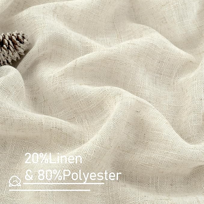 LAMIT 45 Inch Short Window Linen Curtains, Light Filtering Panels Back Tab and - Image 2