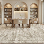 12x15 Washable Area Rug Brown Neutral Abstract Living Room Large Carpet Non - Image 4