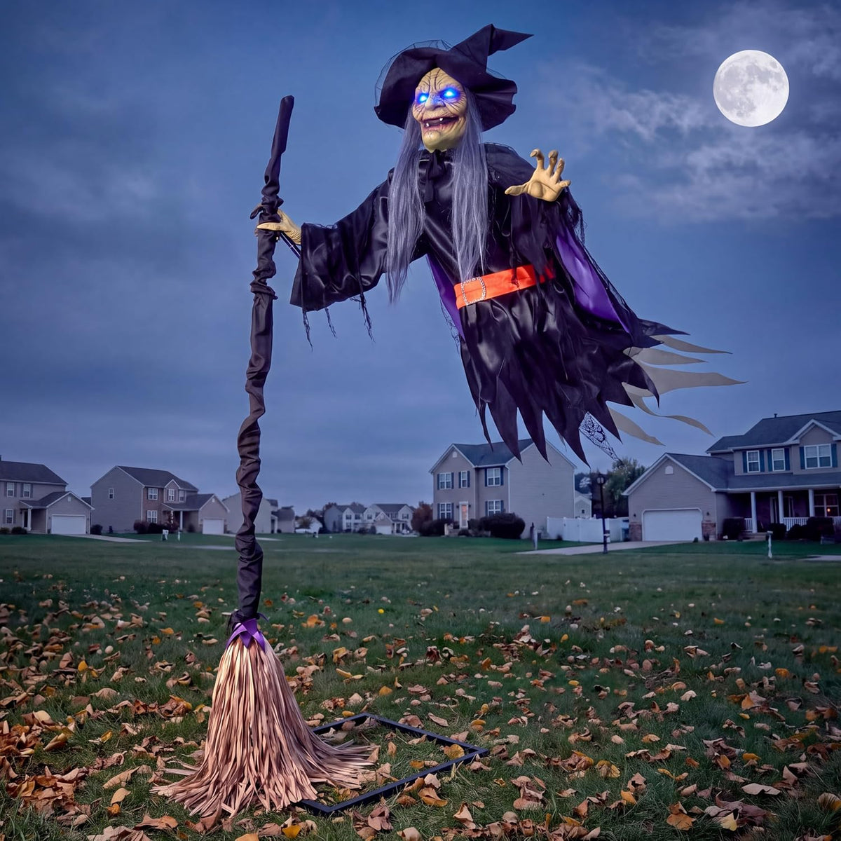 JOYIN Halloween Decorations Witch Life Size Animated with LED Eyes and Creepy Sound, Radar Motion Activated Animatronics Clearance for Haunted House Decor Outdoor Lawn Yard Patio