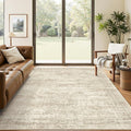 5x7 Area Rugs Beige Low Pile Indoor Washable Trendy Faded Style Rugs by Soalmost