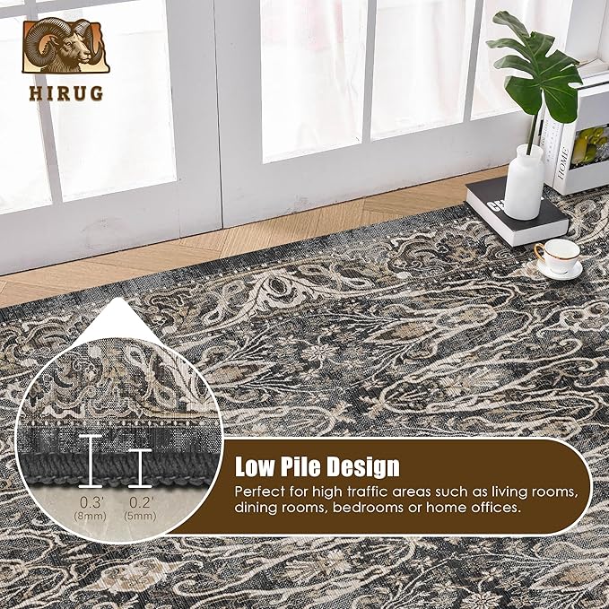 Washable Area Rug 4' x 6' Vintage Traditional Persian Mat - Image 5