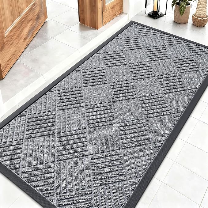 OLANLY Front Door Mat Outside Entrance 47x23, Heavy Duty Sturdy Natural Rubber by OLANLY