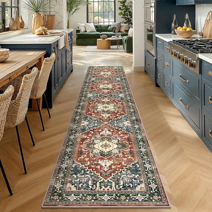 Yamaziot Washable Runner Rug, 2x10 Non-Slip Boho Vintage Hallway Rug Runner - Image 5