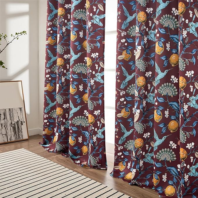 Topfinel Rust Boho Floral Curtains 90 Inches Long 2 Panels Unique Luxury - Image 7