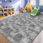 Large Area 8x10ft Carpet Tie-Dyed Grey Washable and Fluffy by JiaoBaba