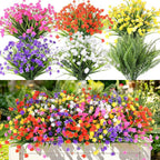 24PCS Artificial Outdoor Flowers, UV Resistant Plastic Flowers