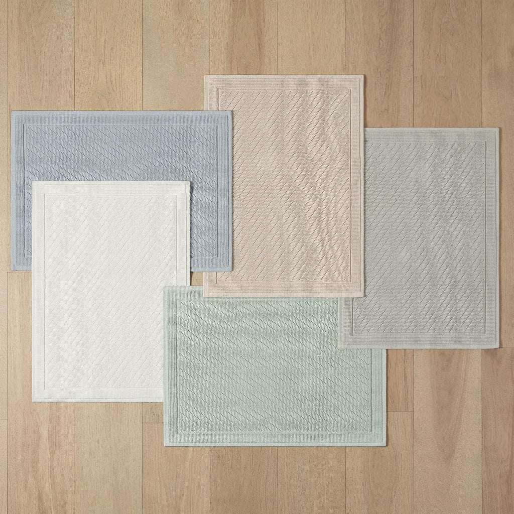 Arkwright 100% Cotton Bathroom Rug - High Absorbent Stylish Textured Woven Design Bath Mat, Slip Resistant Backing for Shower and Bathtub Floor, 24x36 in - Grey