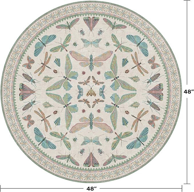 Cream Round Rugs 4ft for Living Room - Image 2