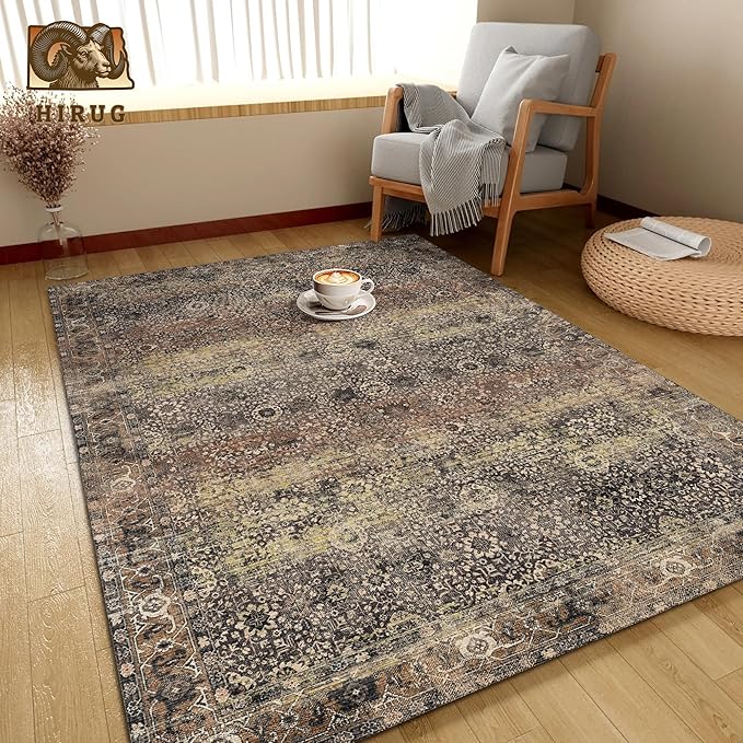 Washable Area Rug 6' x 9' Vintage Traditional Persian Mat - Image 4