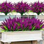 Geegoods 24 Bundles Purple Artificial Plants Flowers Outdoor, UV Resistant