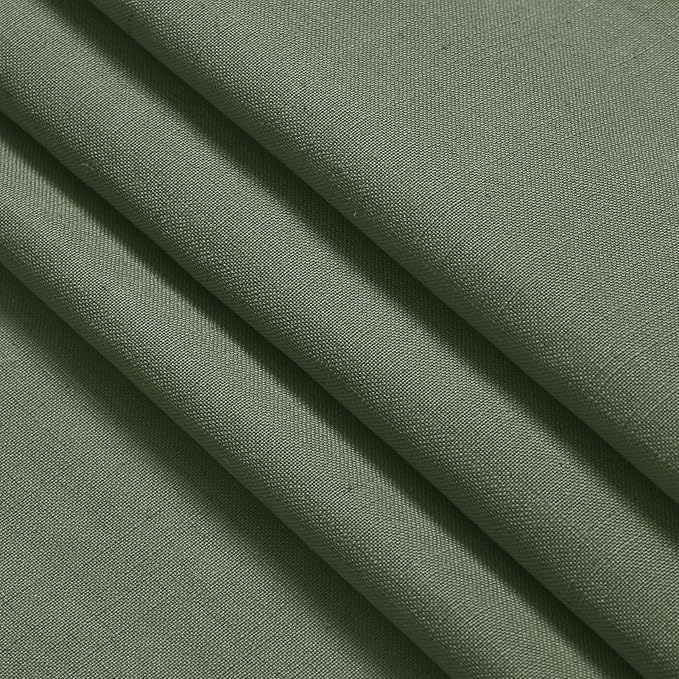 Olive Green Linen Curtains 60 Inch Length 2 Panel Set Back Tab Rod Pocket Semi - Image 7