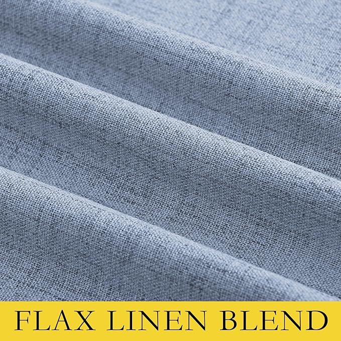 NICETOWN Stone Blue Vintage Linen 100% Blackout Curtains - Image 8