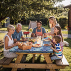 Fitted Waterproof Picnic Table Cover with Bench Covers Elastic Reusable Camping Table Cloths for 6Ft Rectangle Tables Summer Camp Motorhome Party Gear Outdoors Car Travel Trailer Gadgets Gift