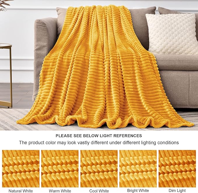 BEDELITE Fleece Throw Blanket for Couch – 3D Ribbed Jacquard Soft and Warm - Image 8
