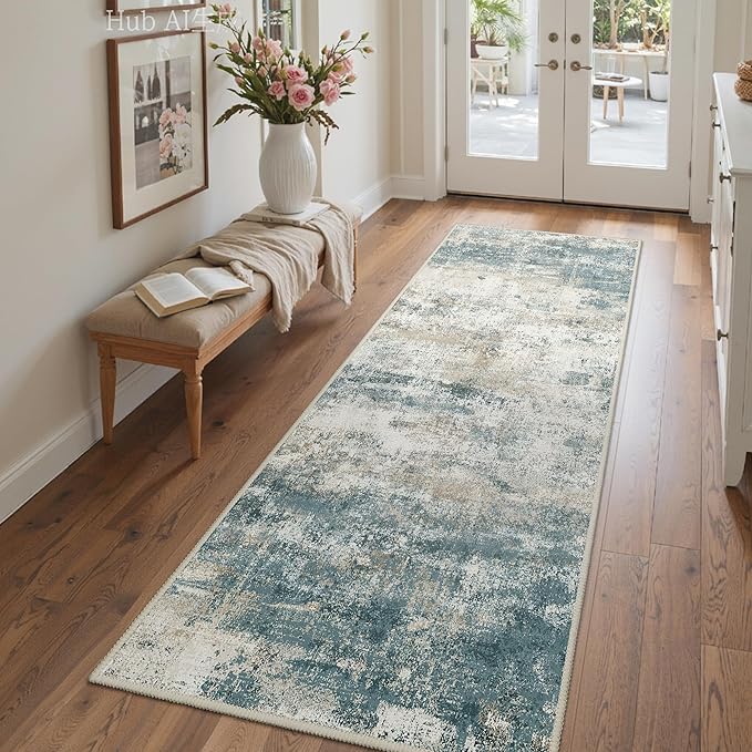 BEIMO Runner Rug for Hallway Kitchen, Soft Modern Abstract Throw Rugs, Low Pile - Image 3