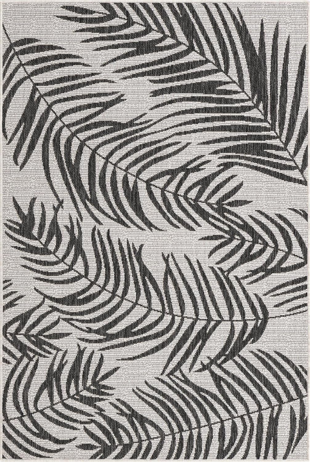 Unique Loom Outdoor Botanical Collection Area Rug - Palm (4' 1" x 6' 1" Rectangle, Charcoal Ivory/ Gray)