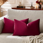 GIGIZAZA Burgundy Velvet Pillow Covers: Pack of 2 Lumbar Throw Pillows Soft by GIGIZAZAFocusingonhomedecoration