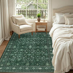 5x7 Area Rugs Living Room Rug: Washable Vintage Distressed Floral Rug No Slip - Image 4