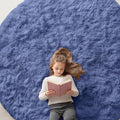 OLANLY Denim Blue Round Rugs for Bedroom by OLANLY